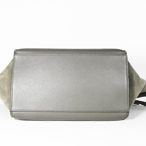 Celine Trapeze Leather 2-Way Handbag Turn-Lock front Closure Leather-Lined Sage - Picture 11 of 13